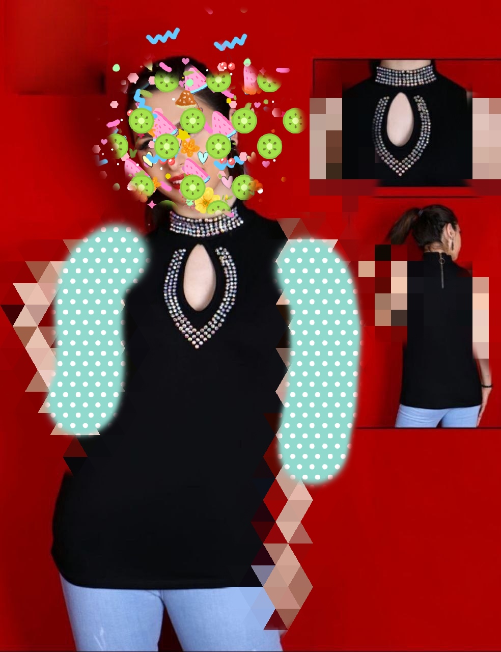 تاپ مجلسی ویسکوز نگینی اشکی